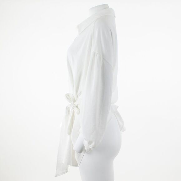 Calvin Klein Belted Button Down in  Shirt Soft White - Picture 4 of 5